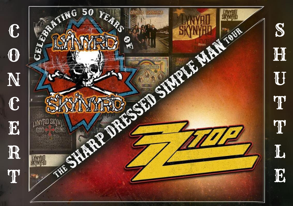 Lynyrd Skynyrd & ZZ Top The Sharp Dressed Simple Man Tour. Motorcoach Concert Shuttle.